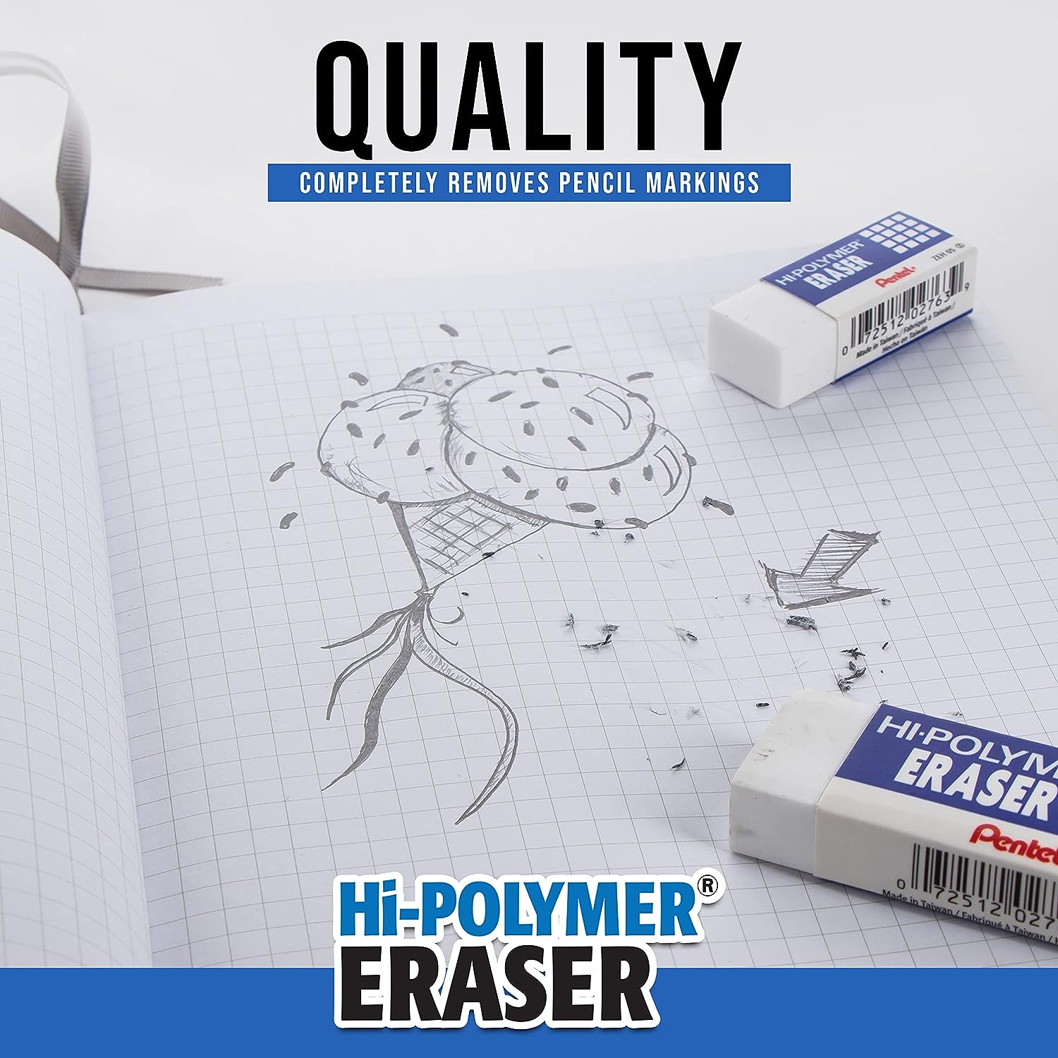 Pentel Hi-Polymer Block Eraser,Small,10 Pack Erasers