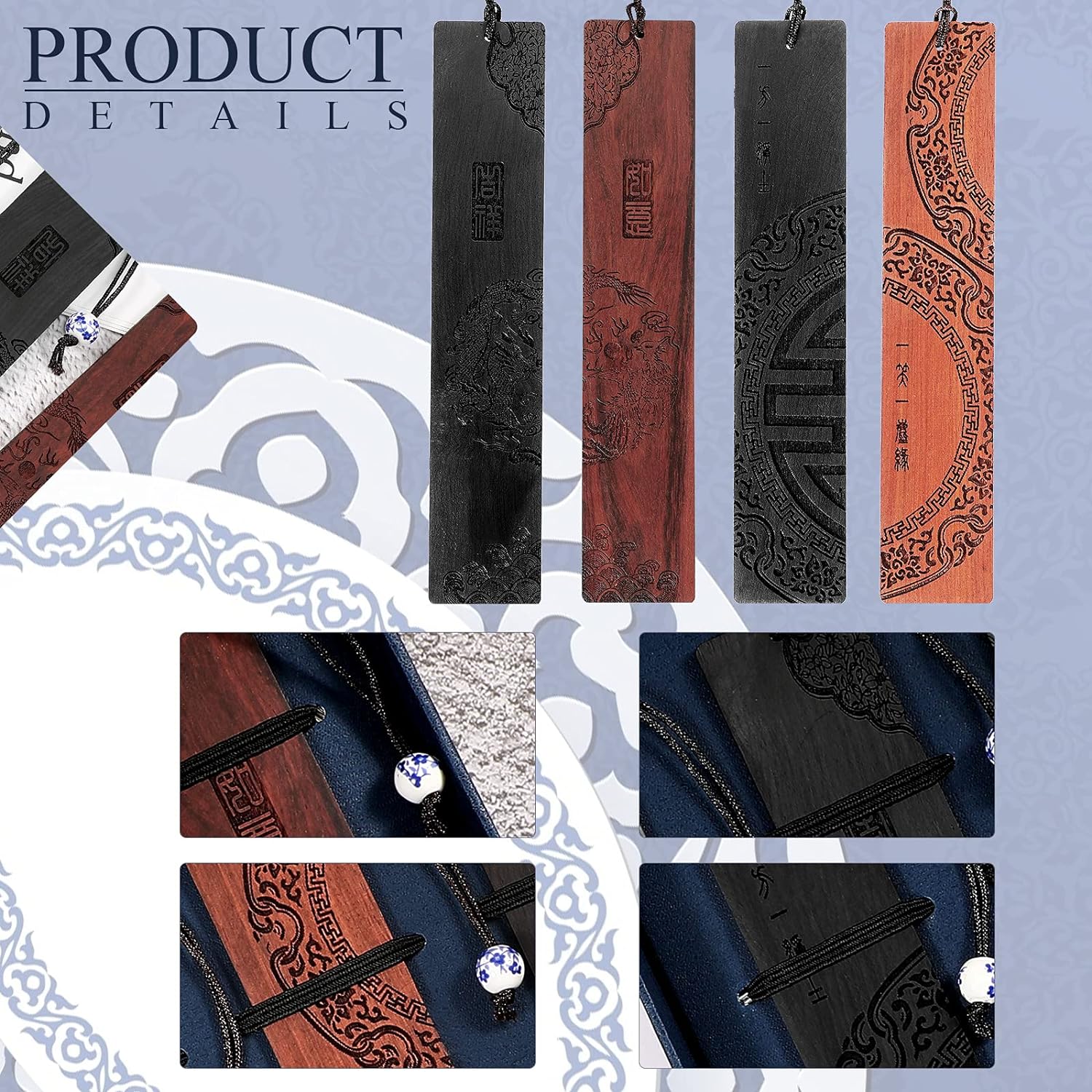 4pcs Wooden Bookmark for Men Women Book Lovers