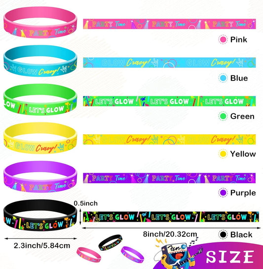 36PCS Glow in The Dark Bracelets Neon Party Favors Wristband Silicone