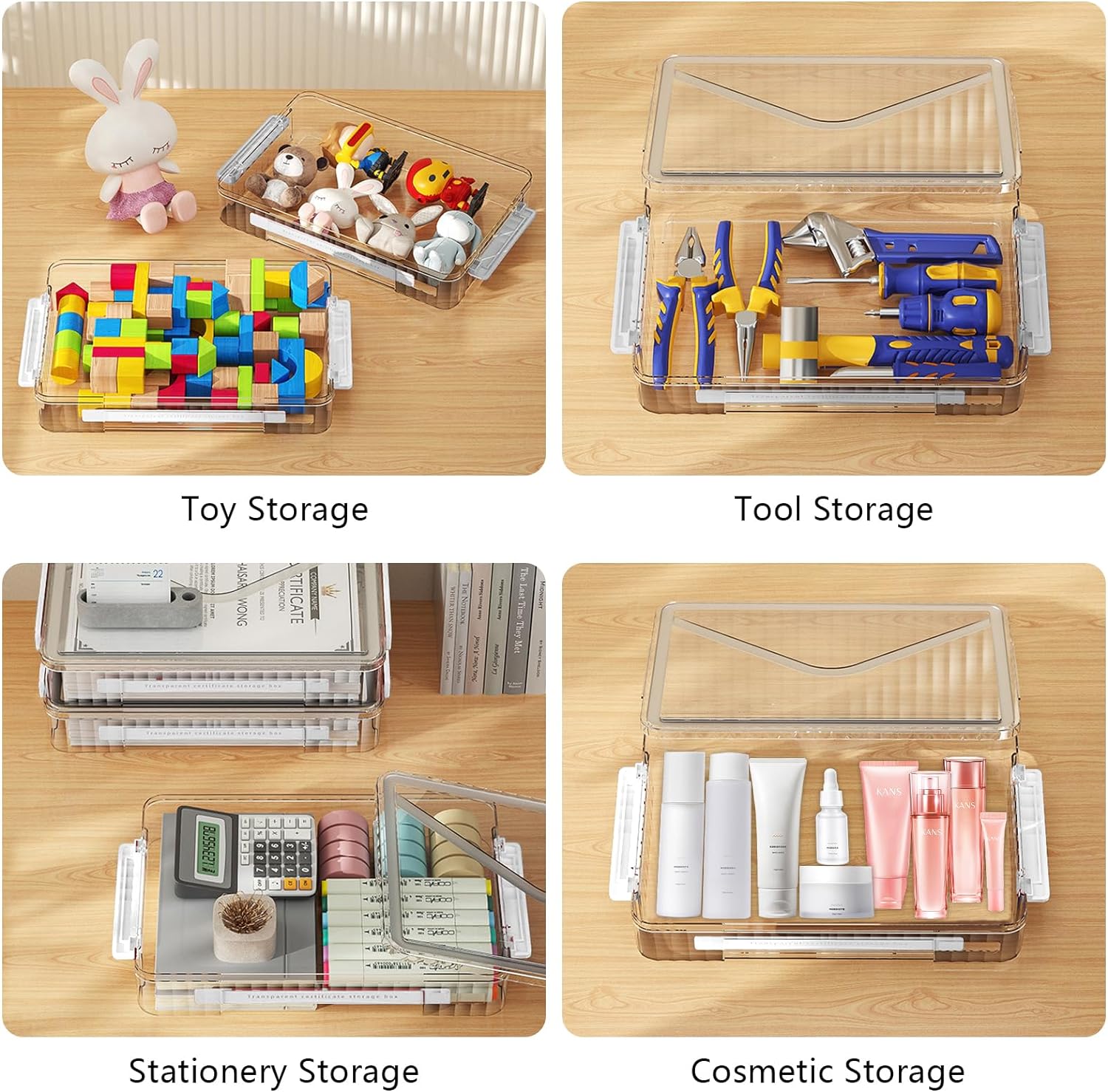 Plastic Storage A4 File Project Case with Handle