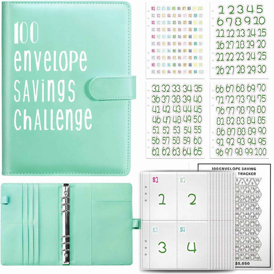 100 Day Challenge A5 Money Saving Budget Binder Green - TTpen