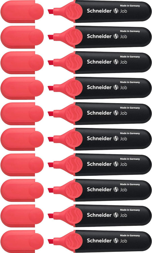 Schneider Job Highlighter,Chisel Tip,Red Ink,10 Pack