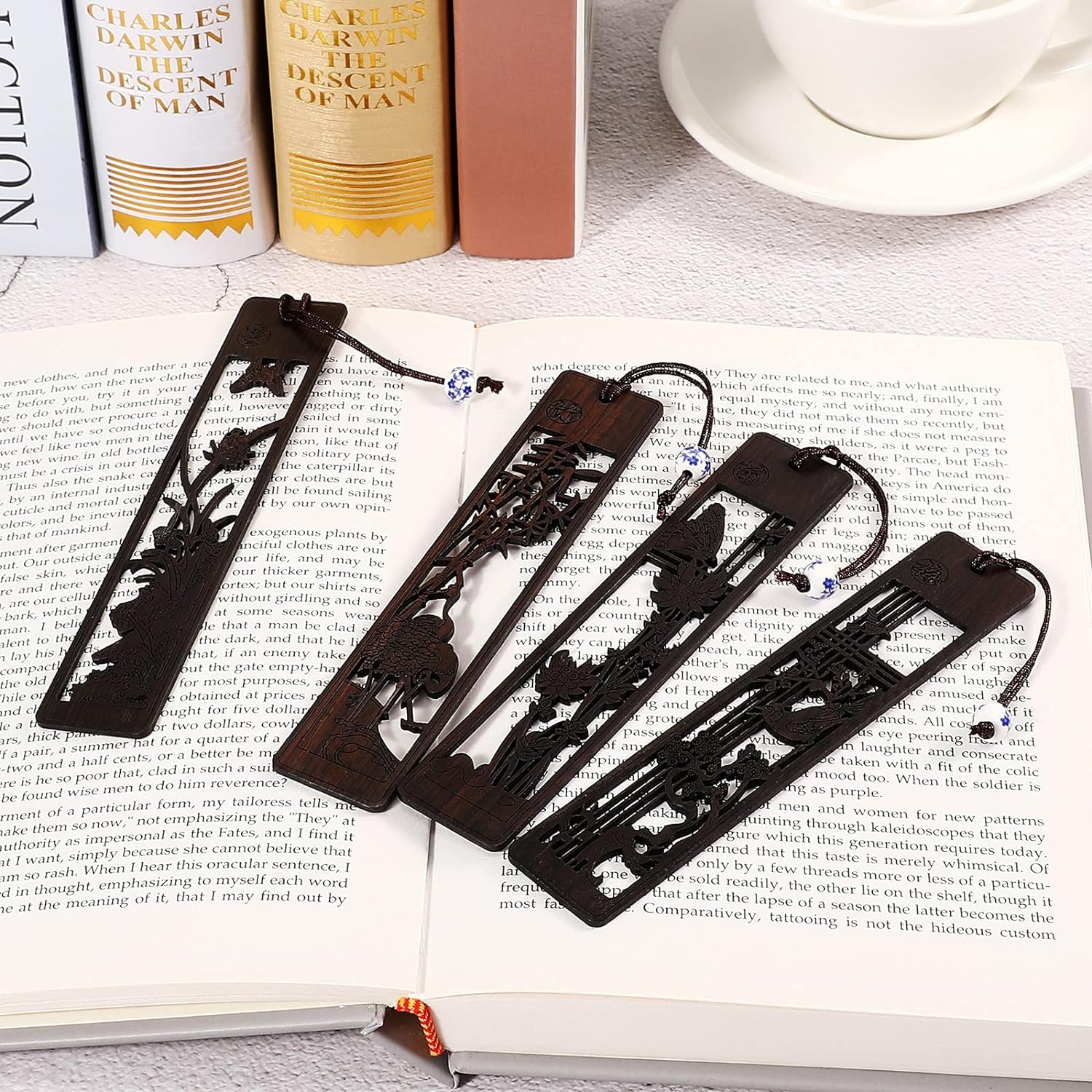 Wood Bookmark Gift Box Hollow Style 4 Pack