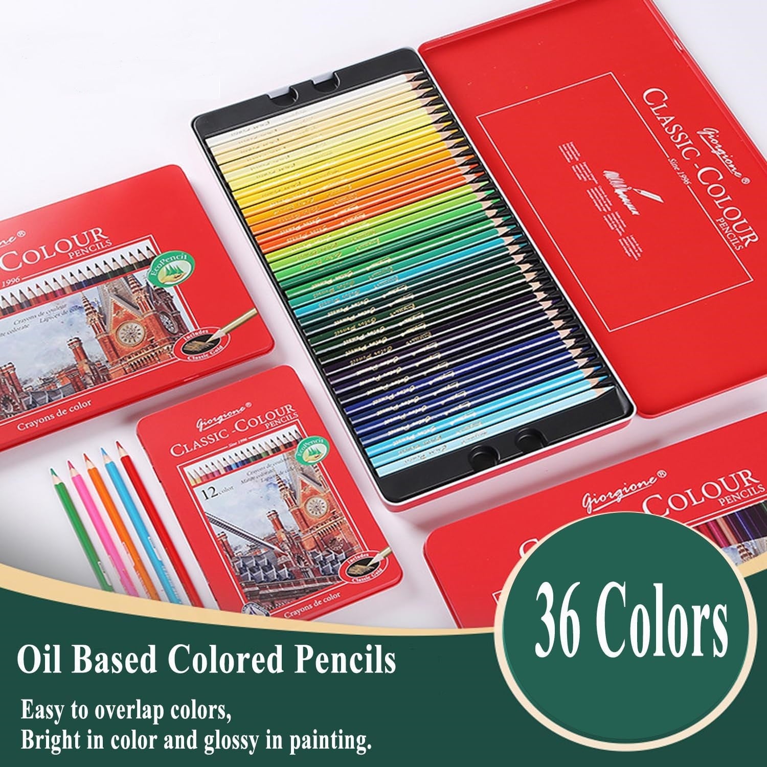 GIORGIONE 36 Classic Colour Pencils Oil Based Tin Box