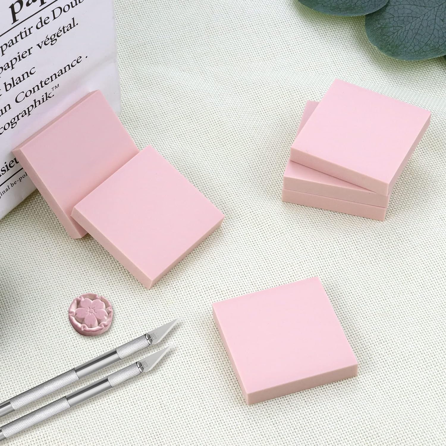 6 Pack Pale Pink Rubber Stamp Carving Blocks Brick 2"x2"