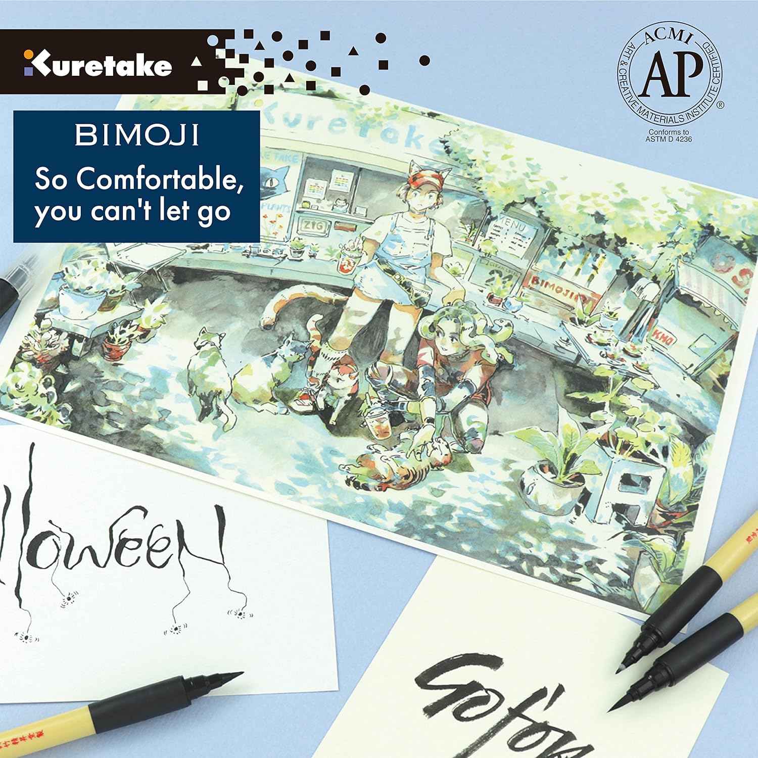 Kuretake Bimoji Brush Pen 5pcs for Calligraphy Hand Lettering
