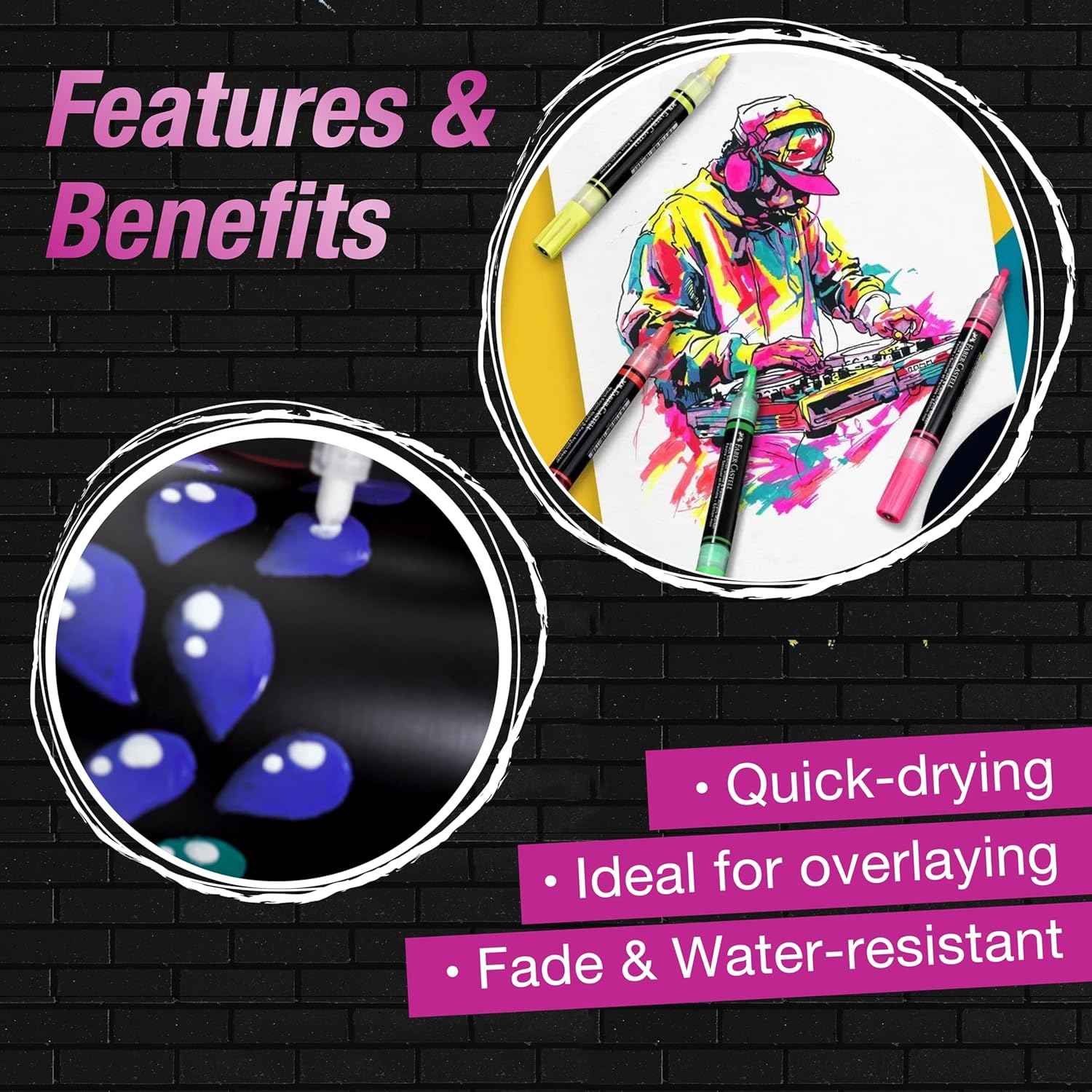 Faber-Castell Shake & Paint Acrylic Paint Markers 6 Color Metallic