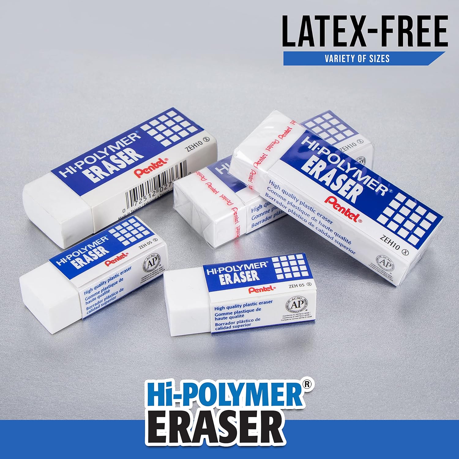 Pentel Hi-Polymer Block Eraser,Small,10 Pack Erasers