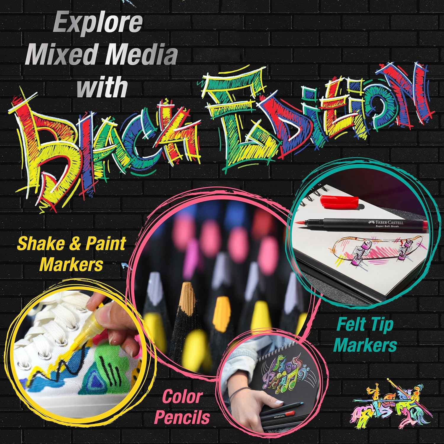 Faber-Castell Shake & Paint Acrylic Paint Markers 6 Color Metallic