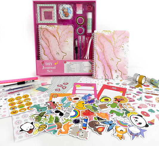 DIY Journal Kit for Girls 8-12 Pink Scrapbook Diary Supplies Set