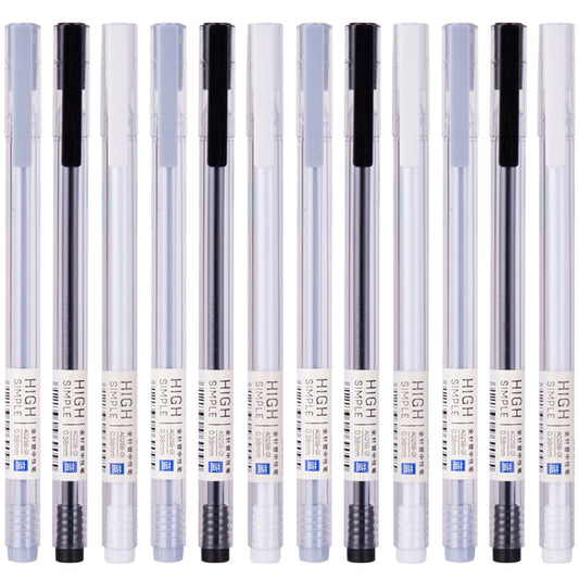 DELI High Simple Gel Ink Pen,Black,0.38mm Extra-Fine,Pack of 12