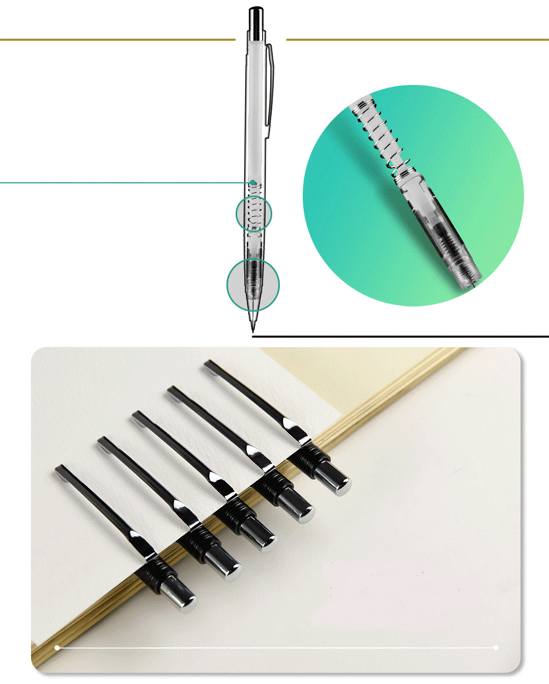 REMSONG AP-237 Auto Mechanical Pencil - 0.5 mm - Black - 3 Pack