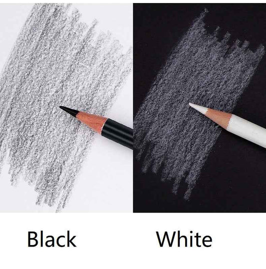 BRUTFUNER 12Pcs Black & White Oily Color Sketch Drawing Pencils - TTpen
