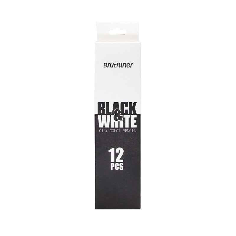 BRUTFUNER 12Pcs Black & White Oily Color Sketch Drawing Pencils - TTpen