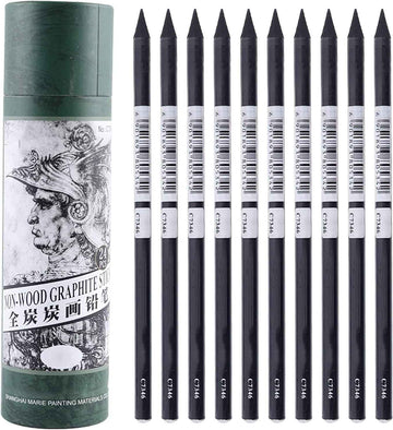Marie's 24pcs Non-Wood Whole-Lead Core Graphite Charcoal Sticks Pencils - TTpen