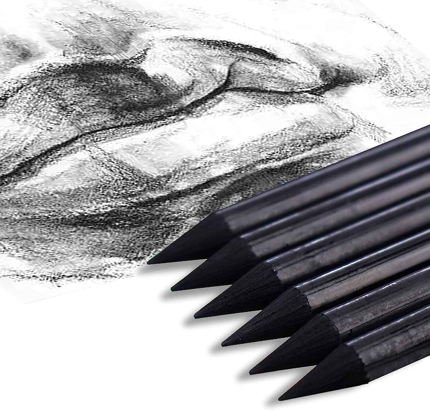 Marie's 24pcs Non-Wood Whole-Lead Core Graphite Charcoal Sticks Pencils - TTpen