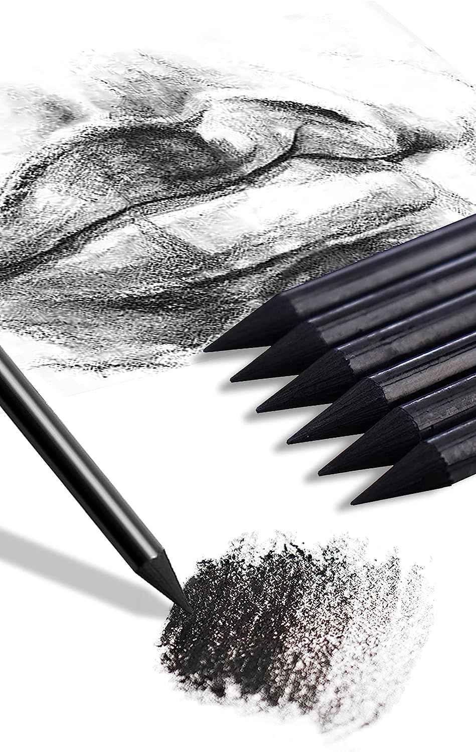 Marie's 24pcs Non-Wood Whole-Lead Core Graphite Charcoal Sticks Pencils - TTpen