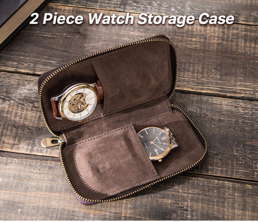 2 Pieces Leather Watch Bracelet Storage Bag Case