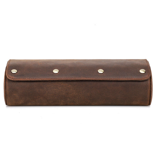 Leather Watch Roll Up Case 3 Slots Storage Box