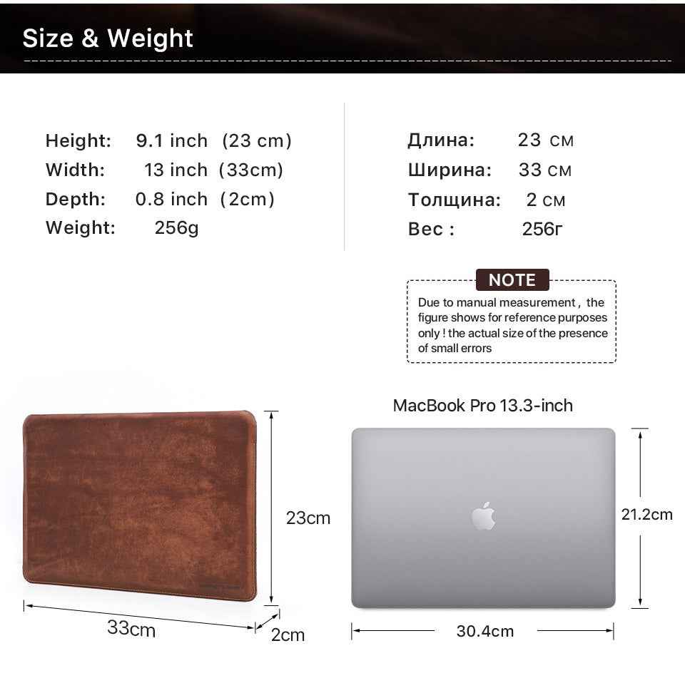 Genuine Leather Laptop Sleeve for MacBook Pro & Air 13 inch - TTpen
