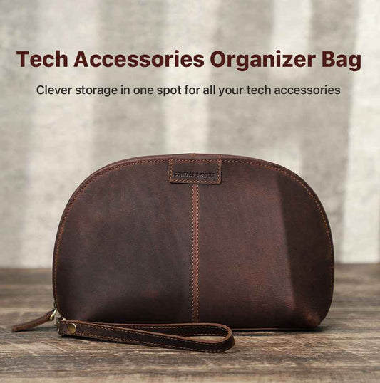 Leather Electronic Organizer Bag Tech Kit Storage Case - TTpen