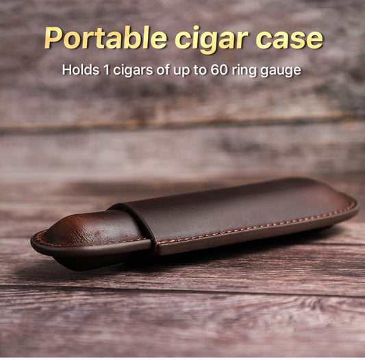 Leather Cigar Case Travel Humidor for Single Cigar