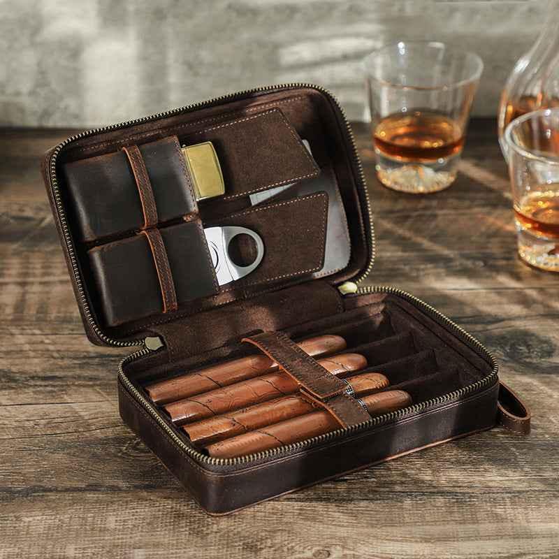 aufbewahrung zigarren Leder Zigarre Fall Reise Humidor für 4 Zigarren Aufbewahrung sbox