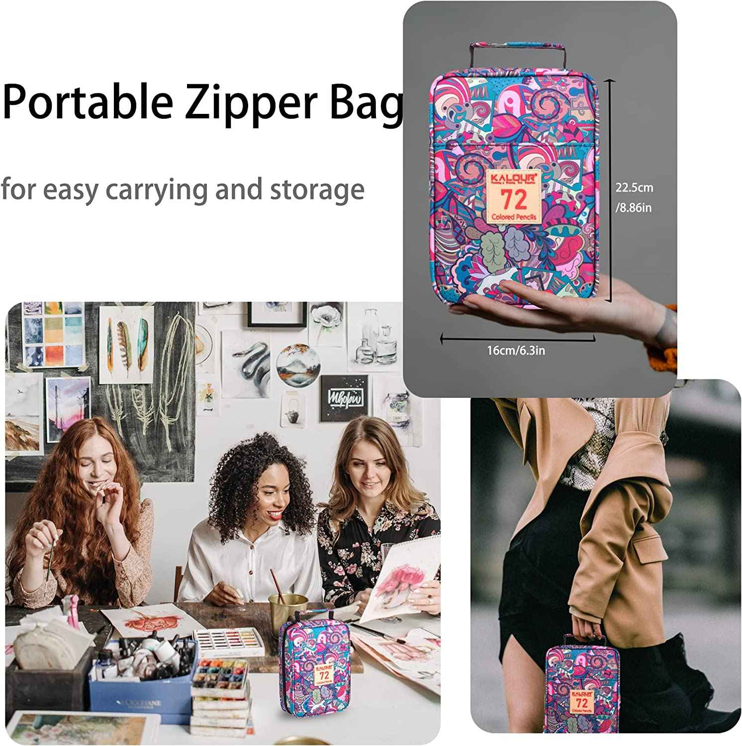 KALOUR 72 Color Oil Based Art Drawing Pencils with Pencil Case Pink - TTpen