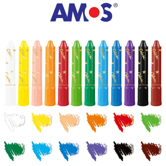 AMOS Silky Crayon Colorix 3in1 Crayon,Pastel,Watercolor Pen 12 Colors