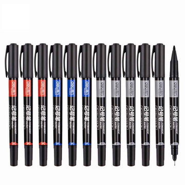 DELI Dual Tip Permanent Art Marker Pen,Fine & Ultra Fine Tip,12 Pack - TTpen