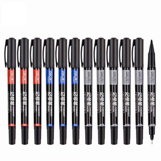 DELI Dual Tip Permanent Art Marker Pen,Fine & Ultra Fine Tip,12 Pack - TTpen