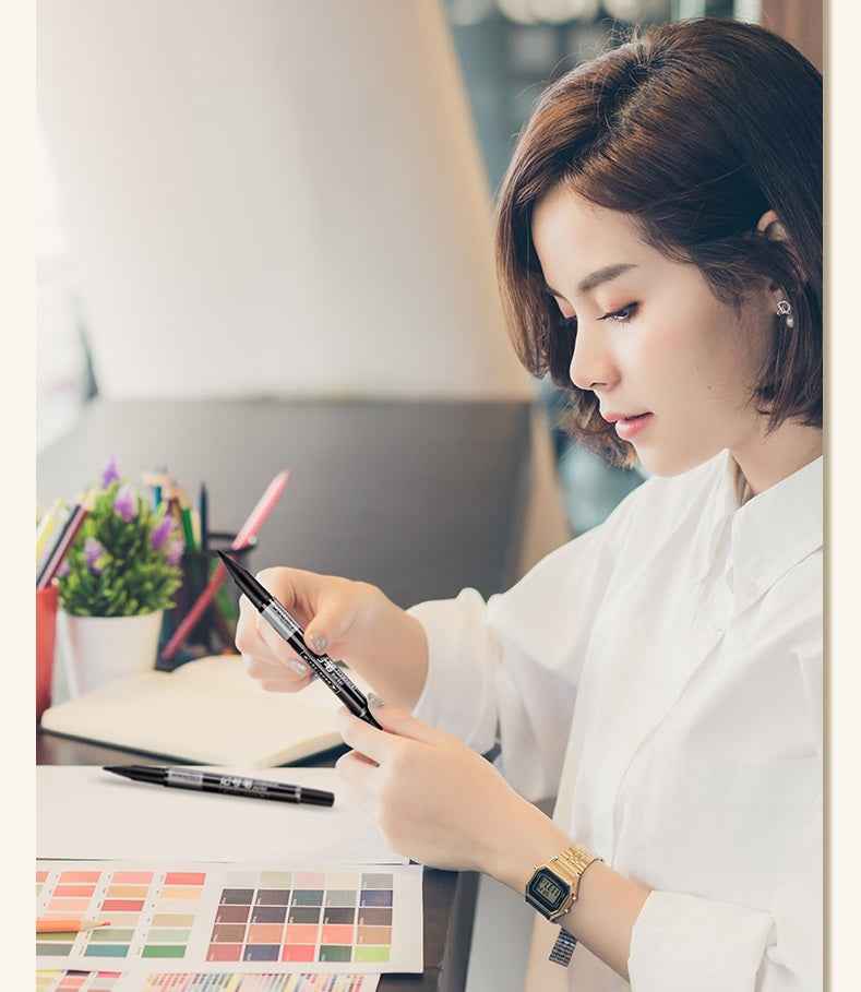 DELI Dual Tip Permanent Art Marker Pen,Fine & Ultra Fine Tip,12 Pack - TTpen