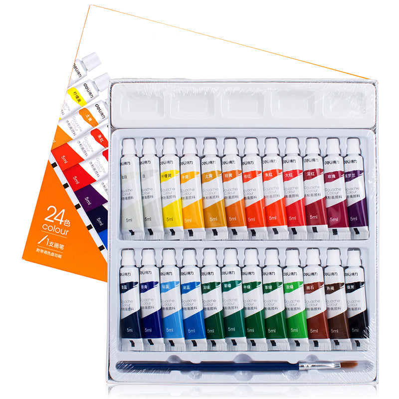 DELI Kids Gouache Colour Paint Set, 24 Count, 5ml Tubes