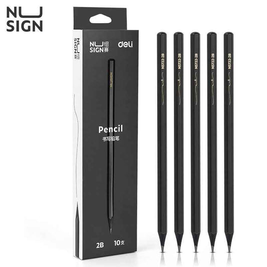 DELI 2B HB Black Wood Cased Graphite School Pencils 10 Pack - TTpen