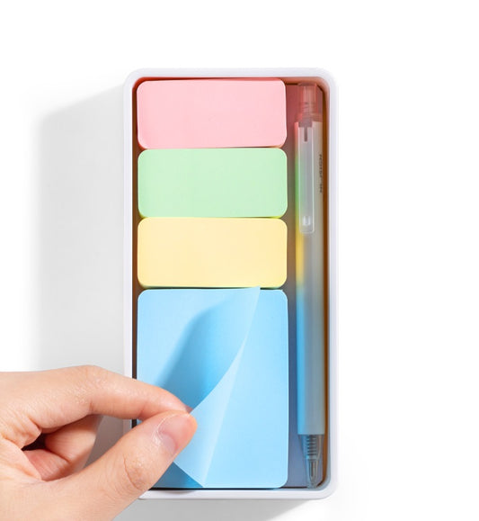 DELI Nusign NS138 Sticky Notes - 4-Color Set with Storage Tray