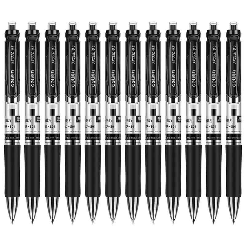 DELI S01 Retractable Quick Dry Gel Pens Fine Point 0.5mm Bulk 12 Count - TTpen