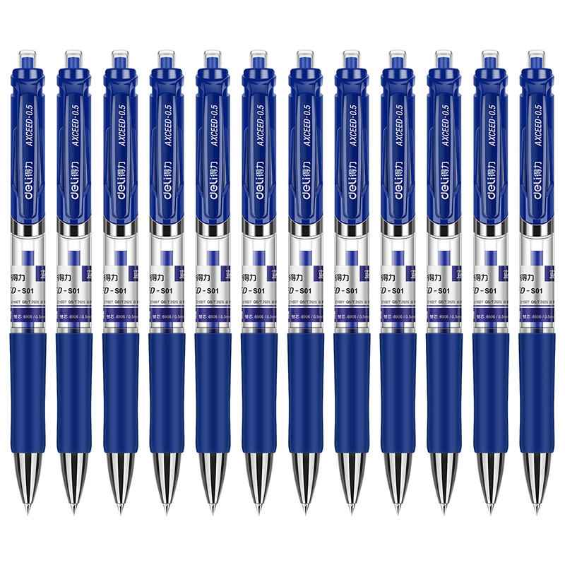 DELI S01 Retractable Quick Dry Gel Pens Fine Point 0.5mm Bulk 12 Count - TTpen