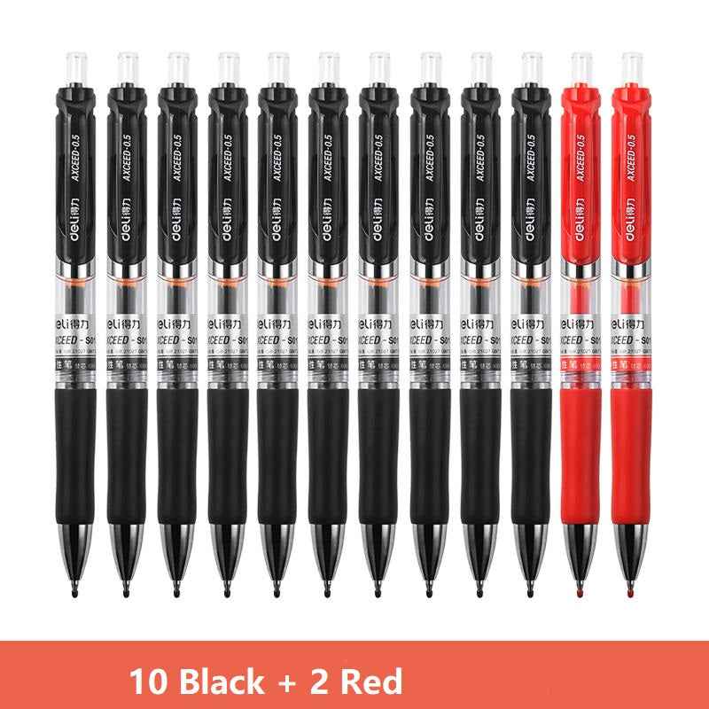 DELI S01 Retractable Quick Dry Gel Pens Fine Point 0.5mm Bulk 12 Count - TTpen