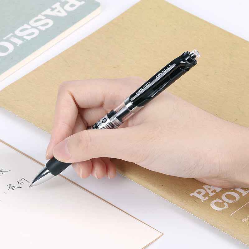 DELI S02 Retractable Gel Pen,Medium Point,0.7mm,Black Ink,12-Pack - TTpen