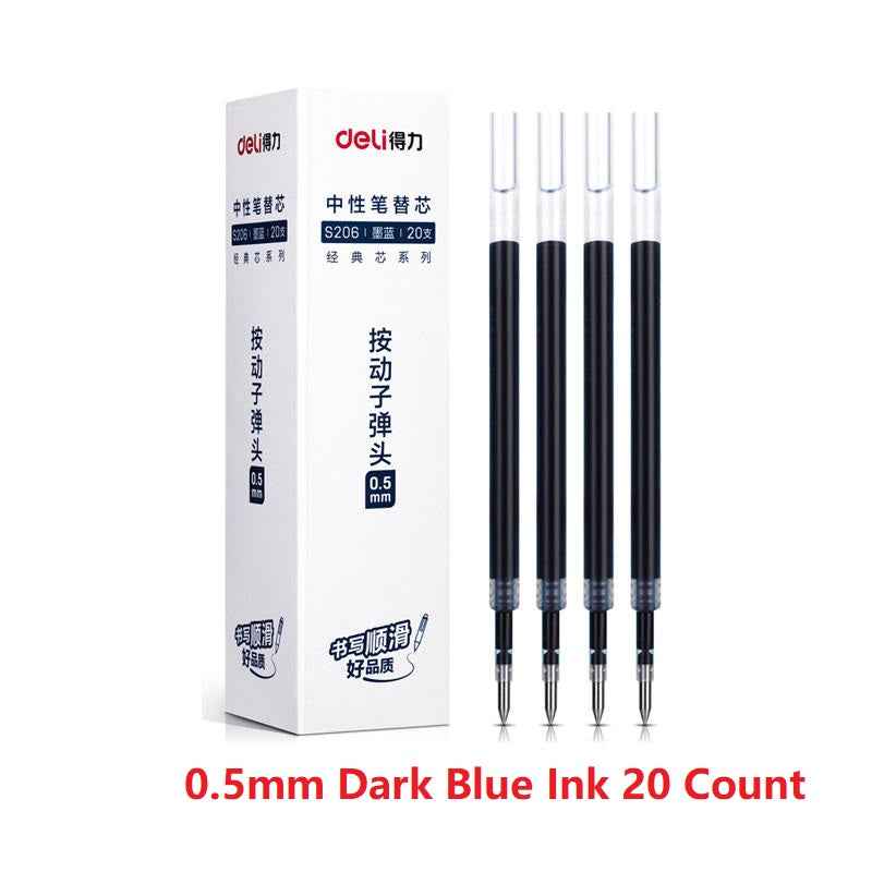 DELI S206 Retractable Gel Ink Pen Refills,0.5mm,20 Count,Black Red Blue - TTpen