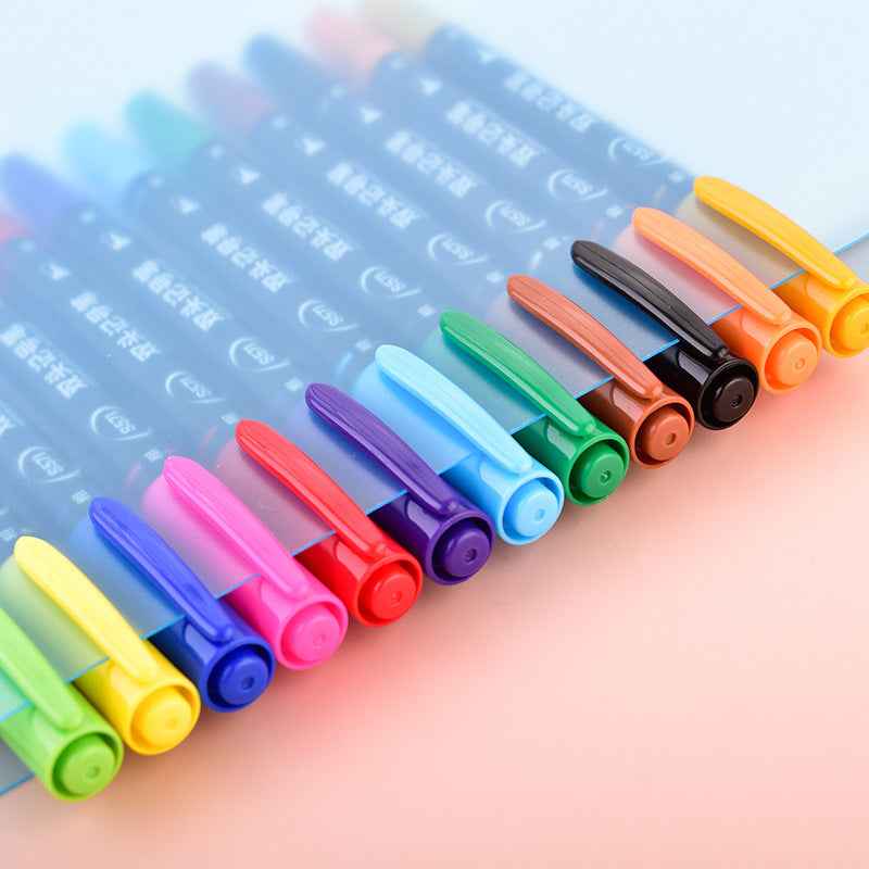 DELI Twin Tip Permanent Markers 12 Color Oil Based - TTpen