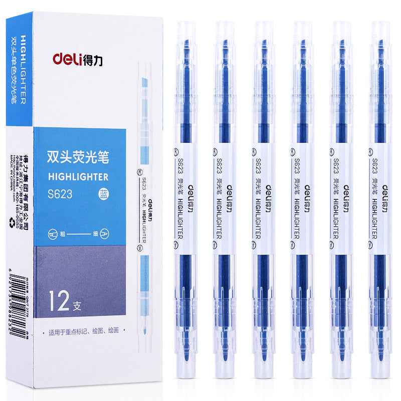 DELI Dual Tip Highlighters Fluorescent Yellow Orange Pink Green Blue Purple,12 Count - TTpen