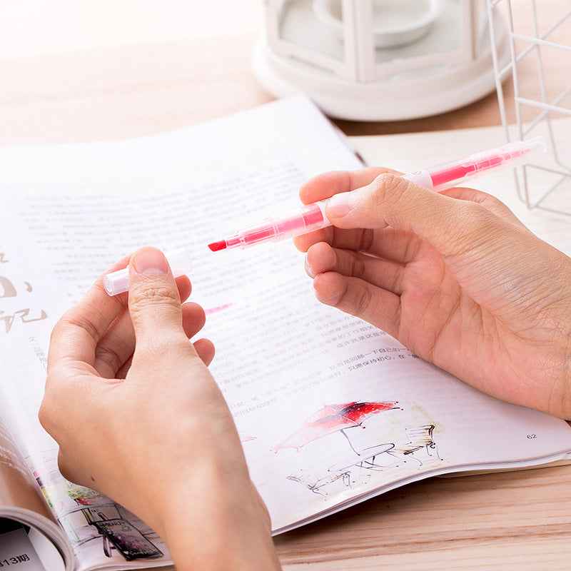 DELI Dual Tip Highlighters Fluorescent Yellow Orange Pink Green Blue Purple,12 Count - TTpen