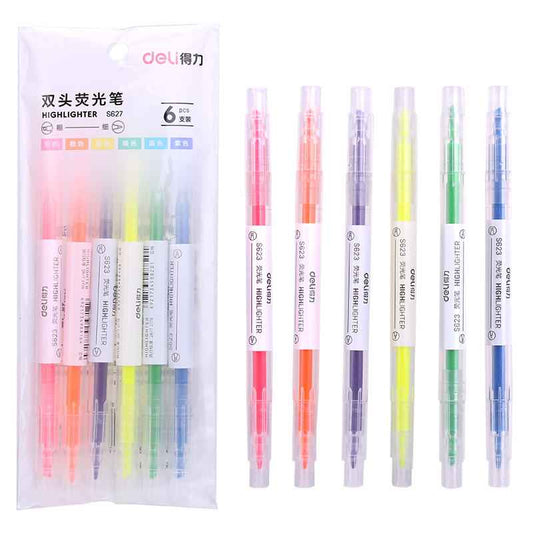 DELI Dual Tip Highlighters Fluorescent Markers for Journaling,6 Assorted Colors - TTpen