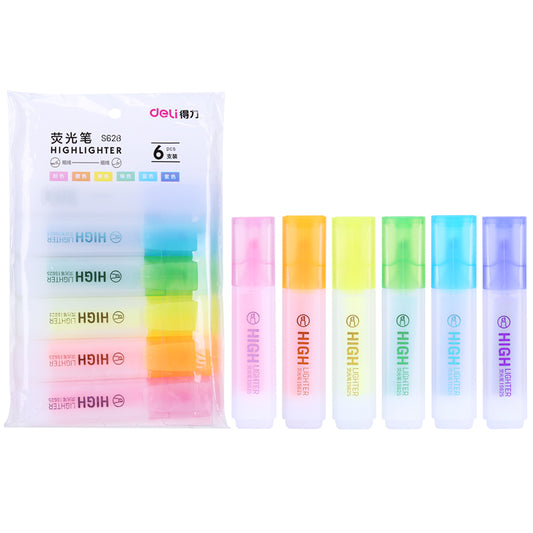 DELI Art Highlighter Pens 6 Jelly Assorted Colors Chisel Tip