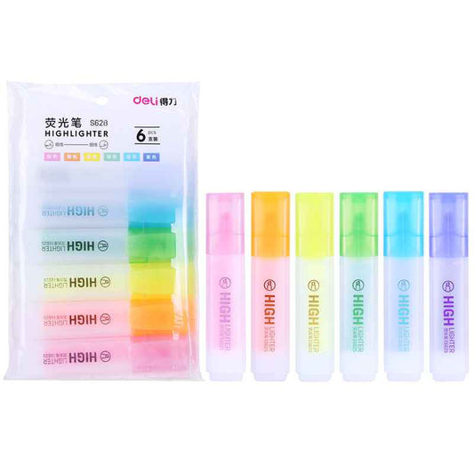 DELI Art Highlighter Pens 6 Jelly Assorted Colors Chisel Tip - TTpen