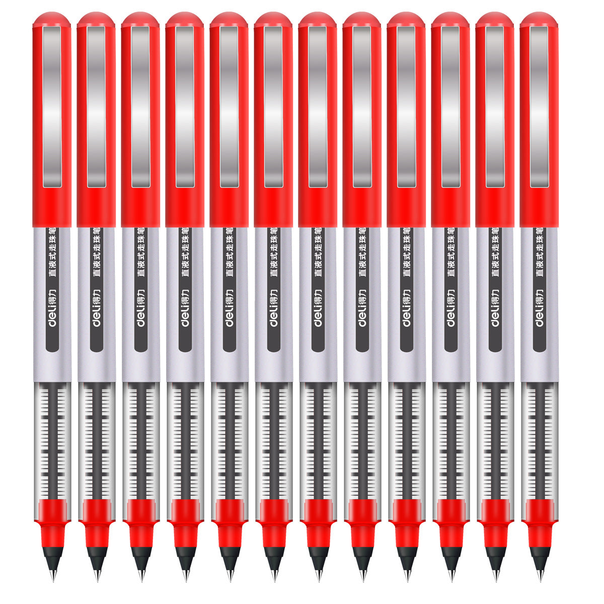 DELI S656 Rollerball Pens 12 Pack Black Red Blue Liquid Ink 0.5mm Fine Point