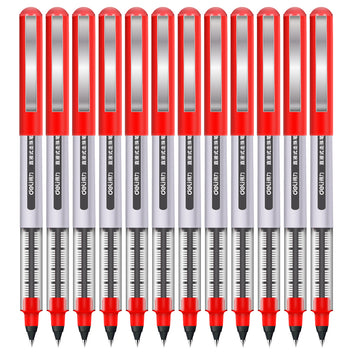 DELI S656 Rollerball Pens 12 Pack Black Red Blue Liquid Ink 0.5mm Fine Point