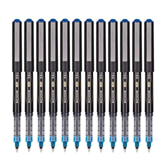 DELI Black Blue Red Liquid Ink Rollerball Pens 0.5mm Needle Tip 12 Pack - TTpen