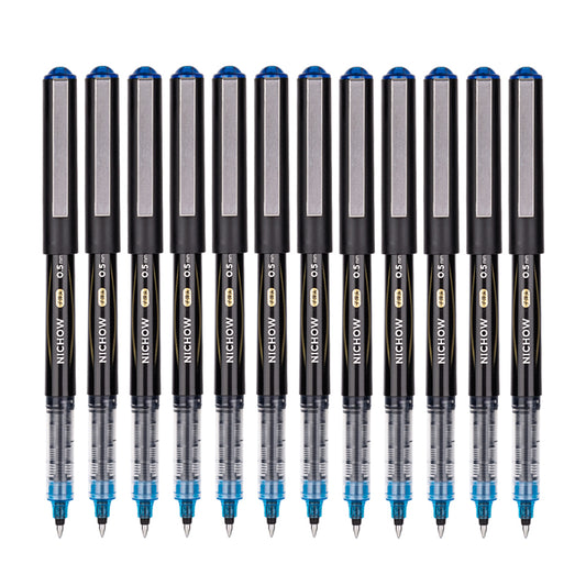 DELI Black Blue Red Liquid Ink Rollerball Pens 0.5mm Needle Tip 12 Pack
